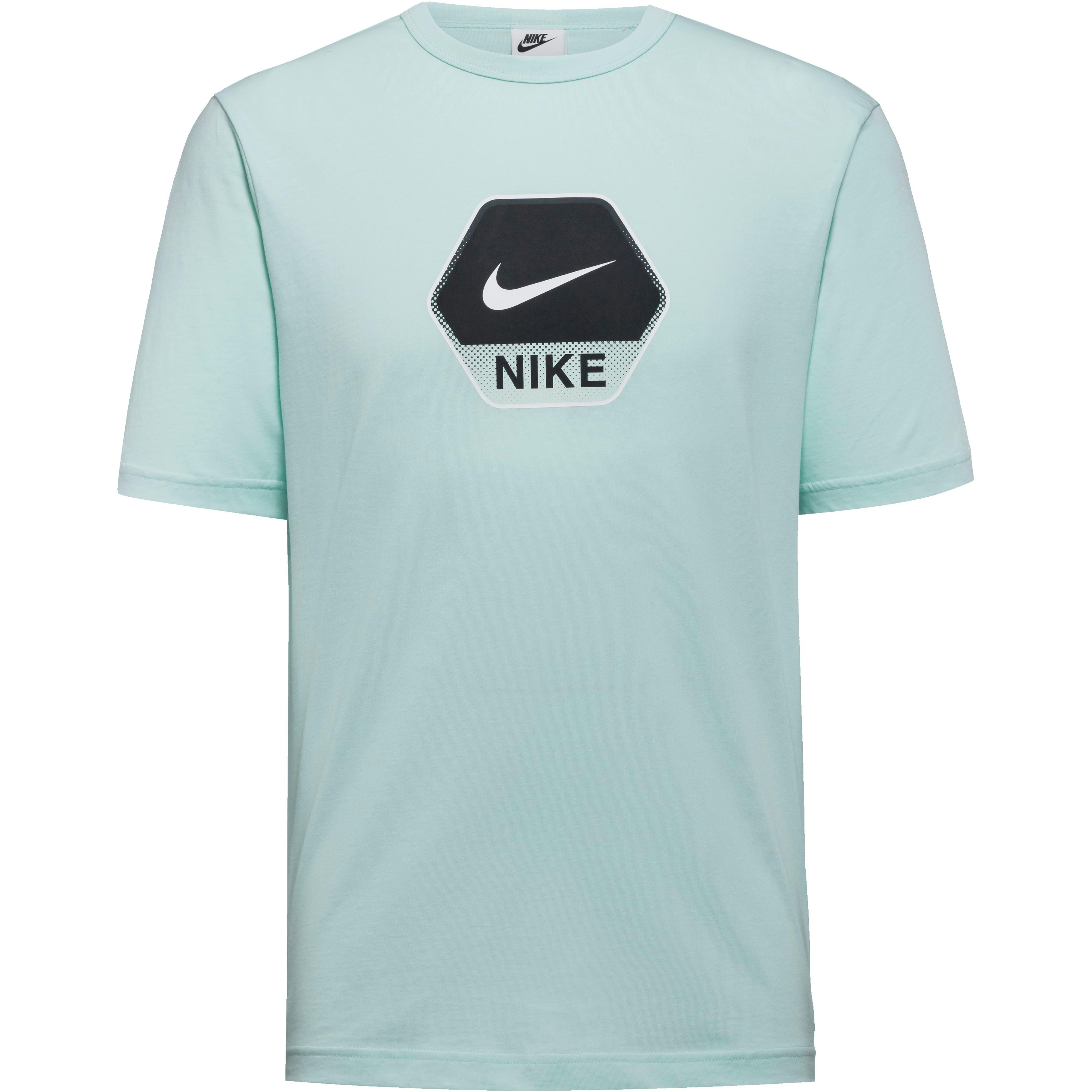 Nike T-Shirt Rundhals Print Baumwolle-Naturfaser Blau