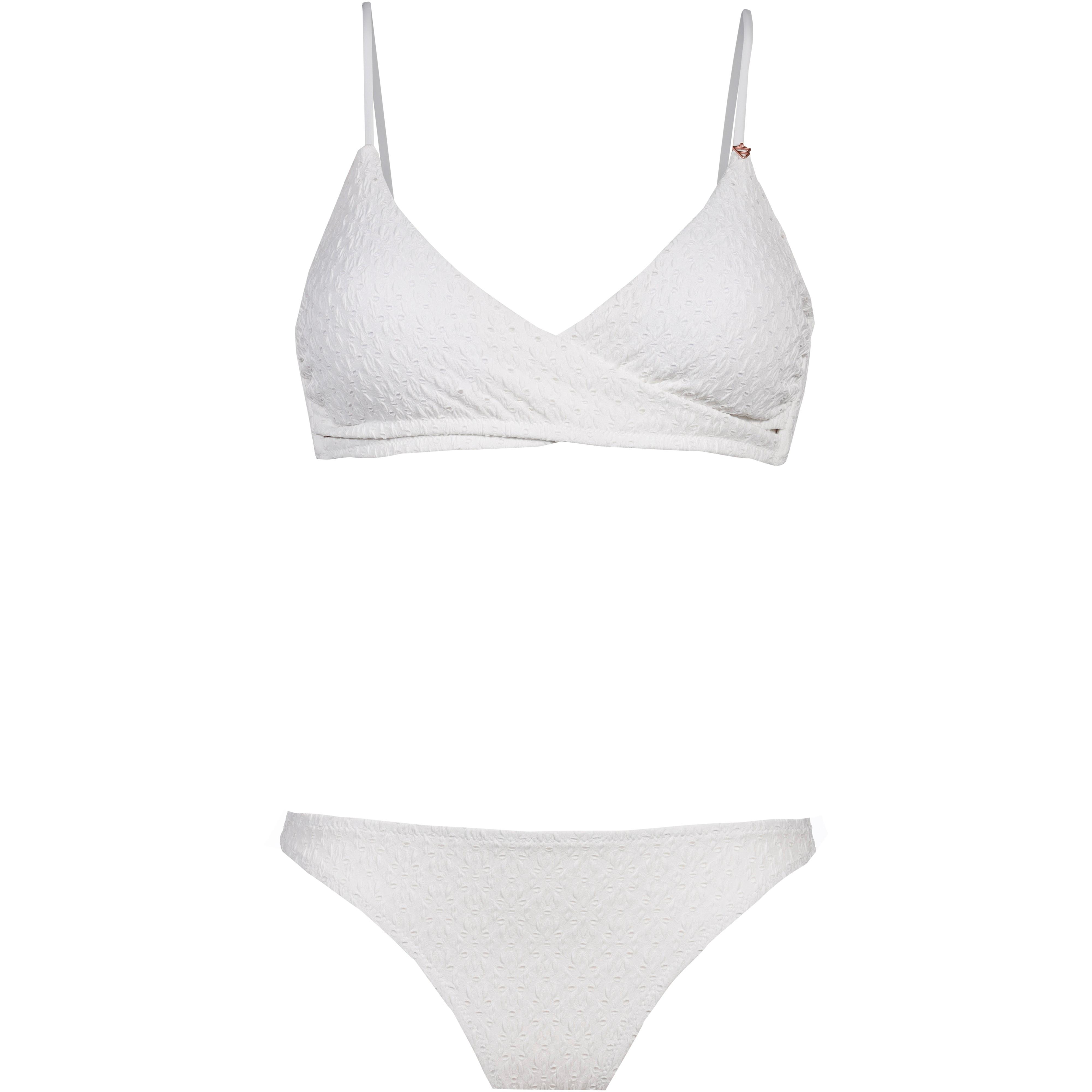 brunotti Bikini Set Wickel-Optik Allover-Stickerei Polyester-Elastan Weiss