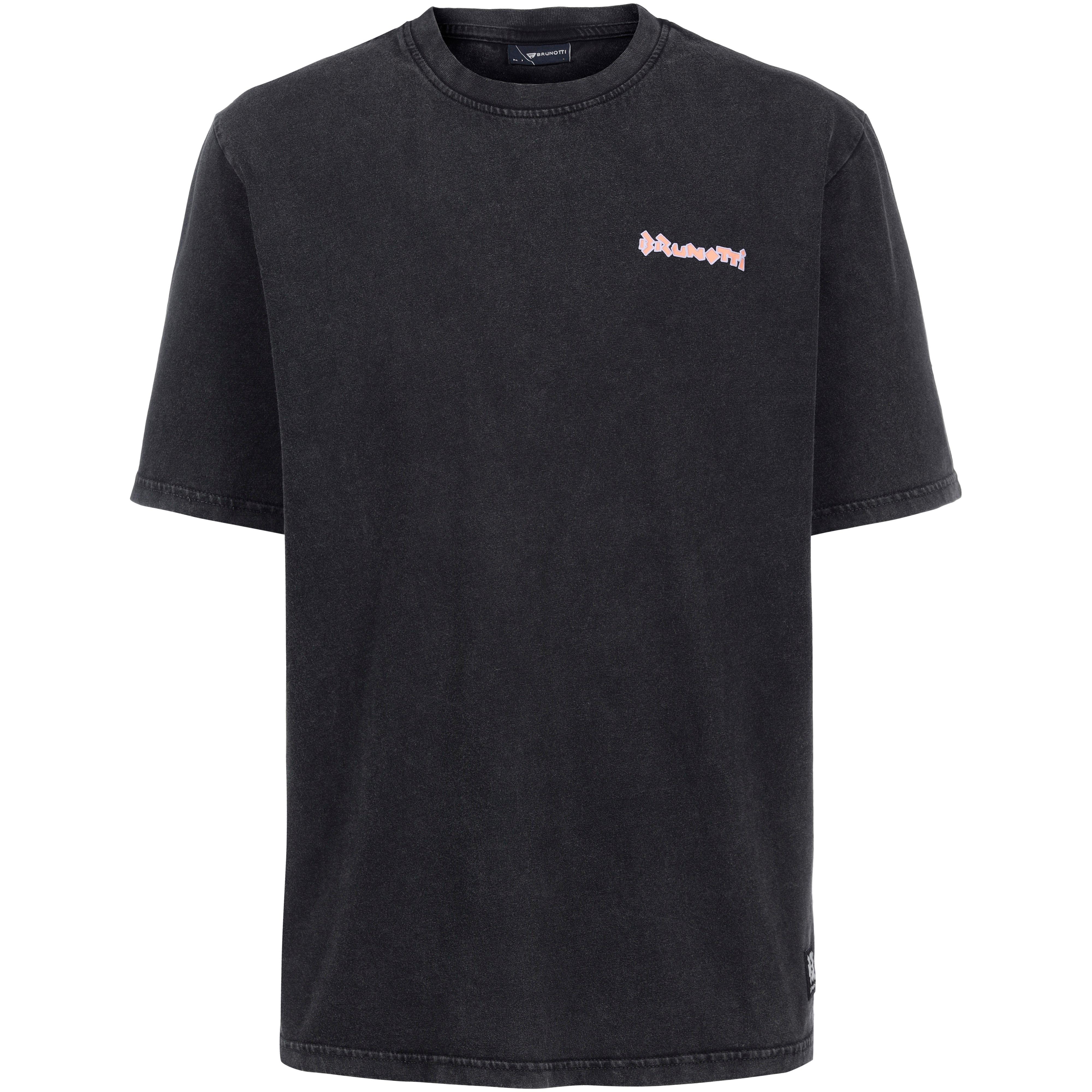 brunotti T-Shirt Gerippt Rundhalsausschnitt Baumwolle Schwarz