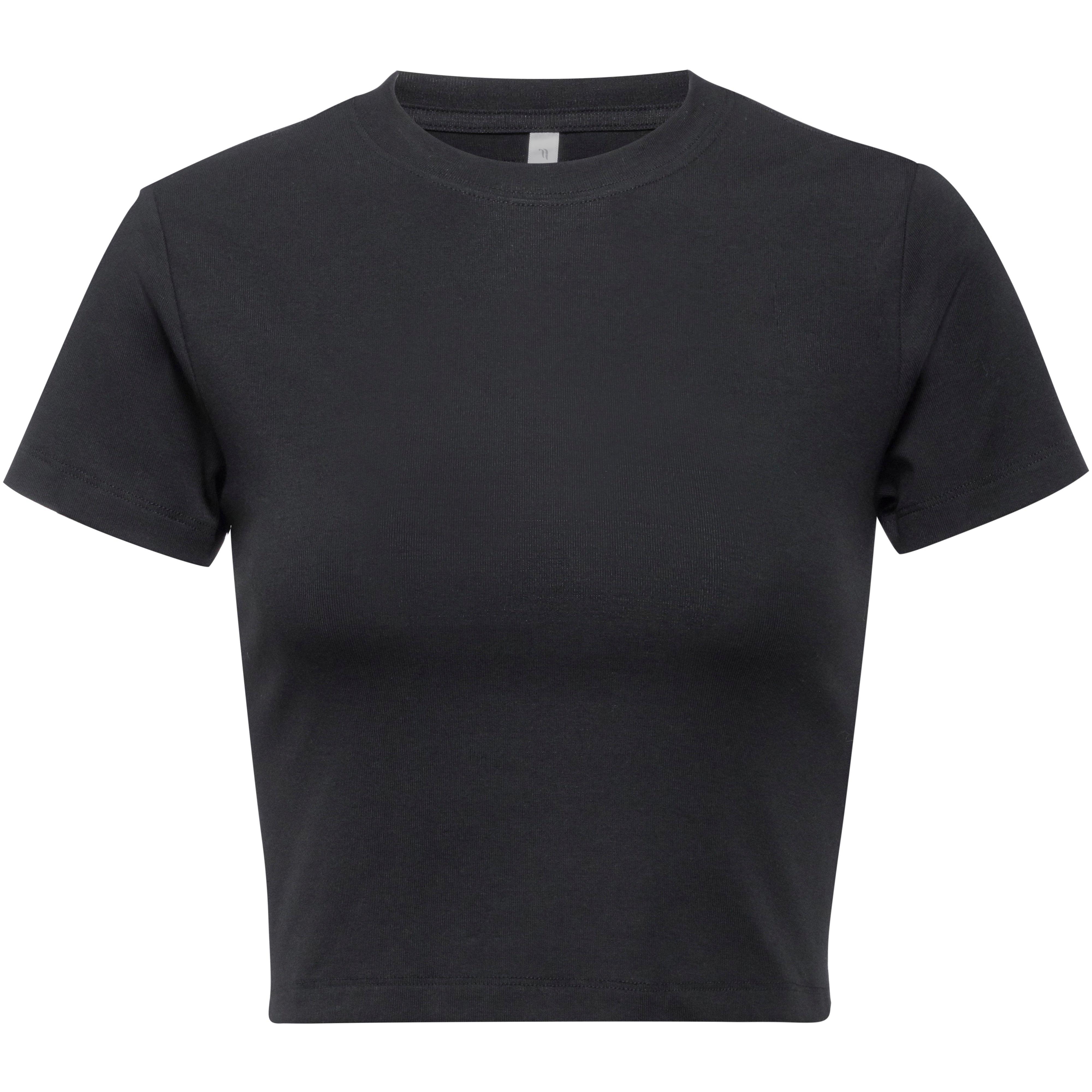 FABLETICS Funktionsshirt Cropped Rundhals Mischgewebe Schwarz
