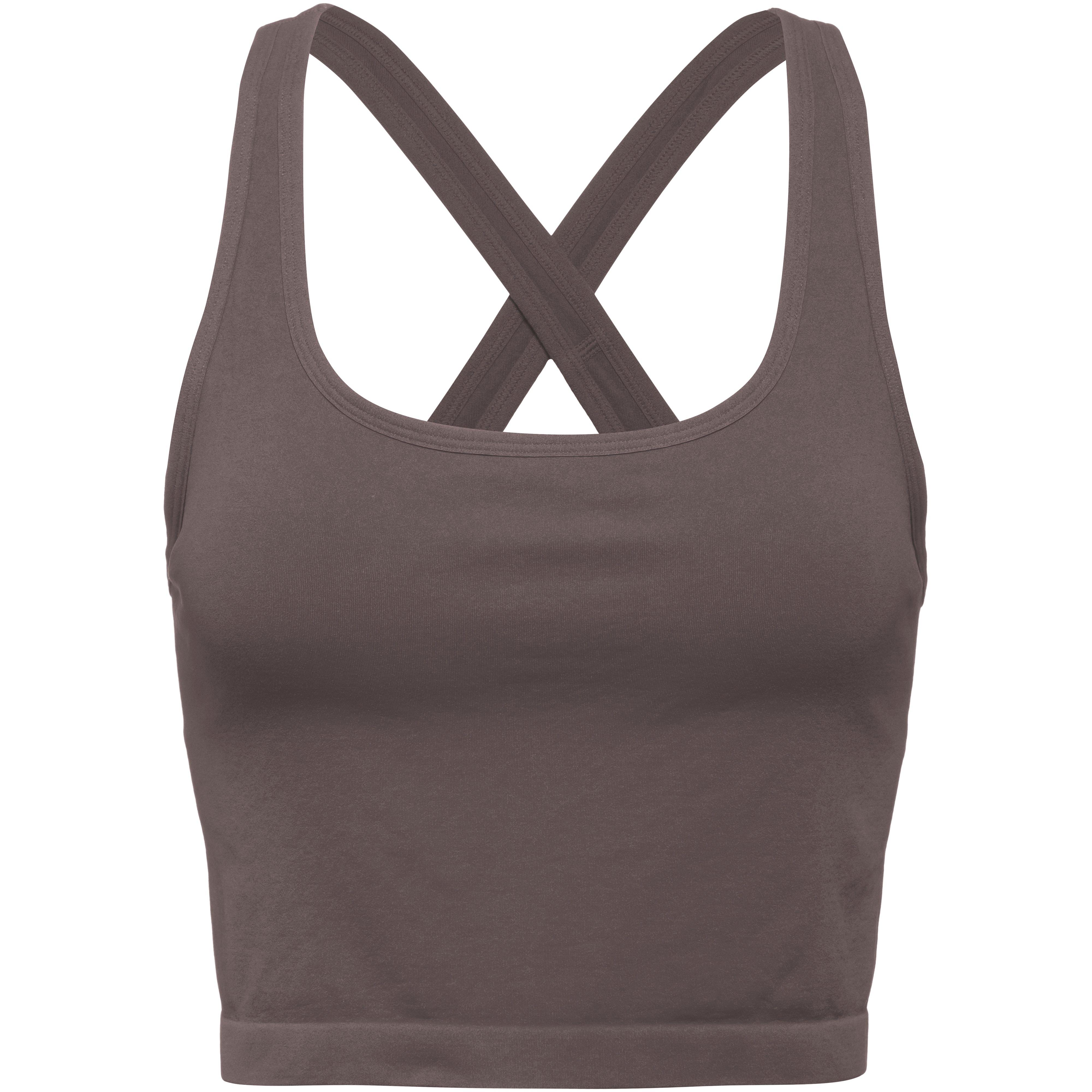 FABLETICS BH Funktionstank Rippstruktur Logodetail Braun