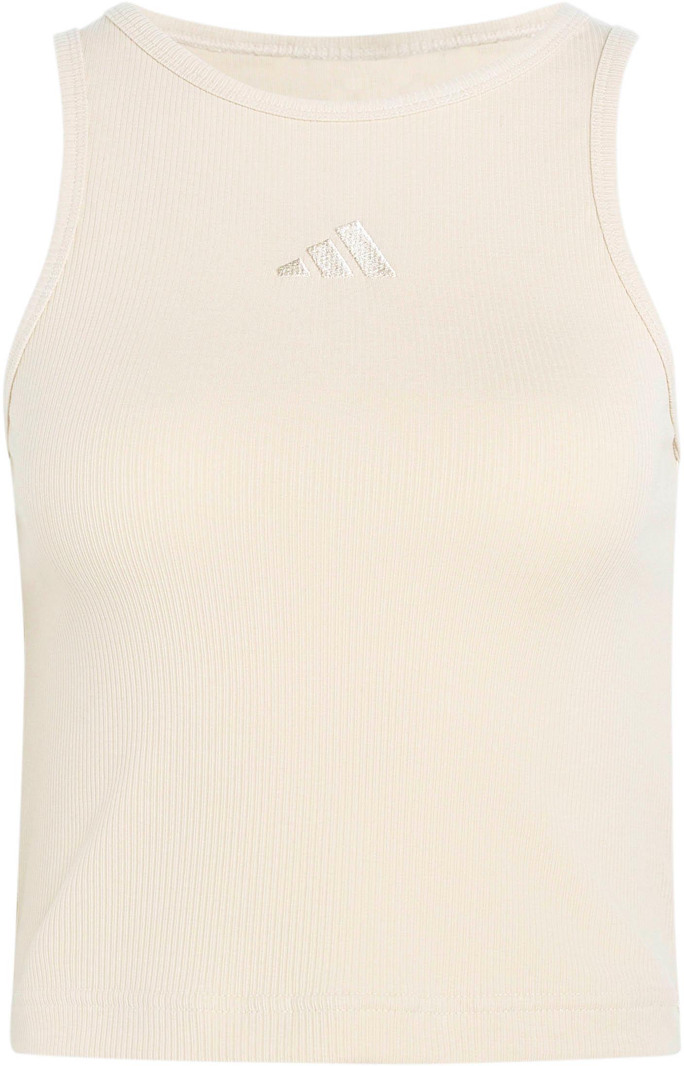 Adidas Tanktop Rippstoff Mischgewebe Beige