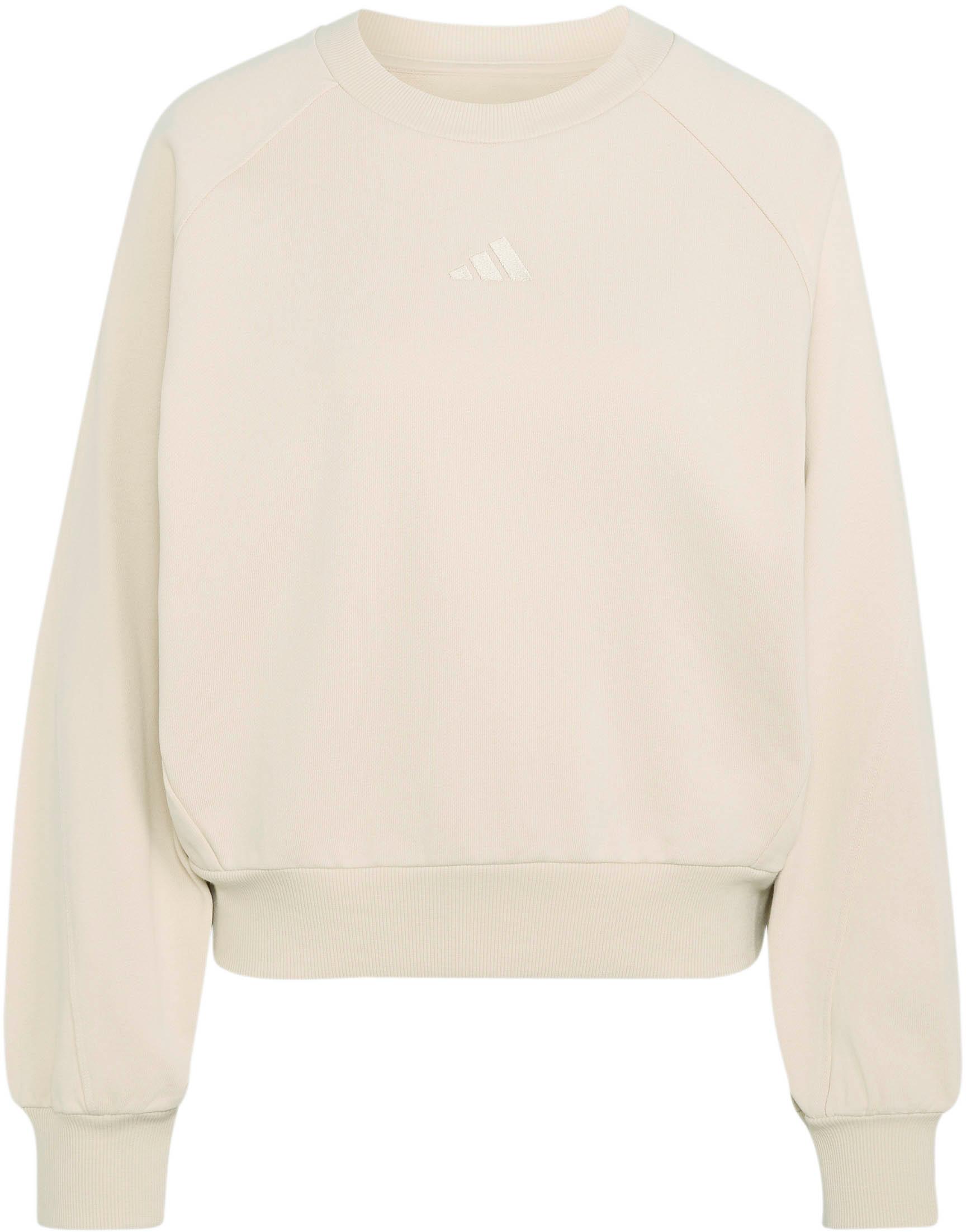 Adidas Sweatshirt Gerippter Rundhals Baumwolle Beige