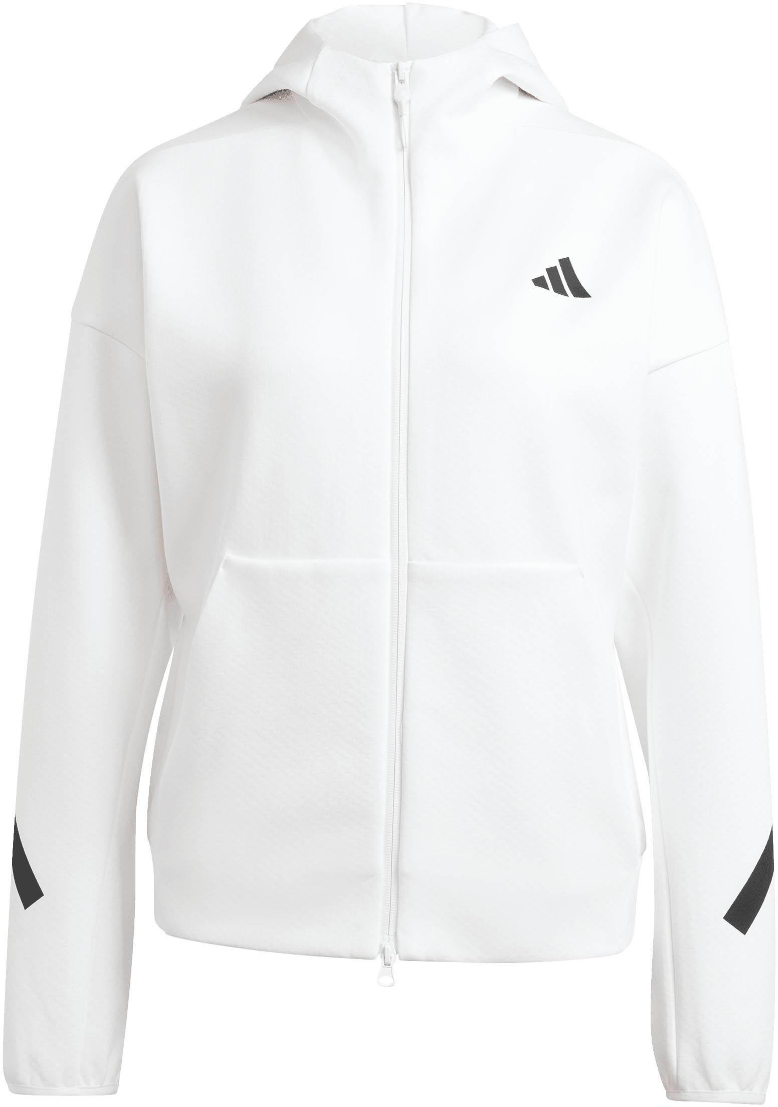 Adidas Sportjacke Kapuze Frontreißverschluss Mischgewebe Weiss