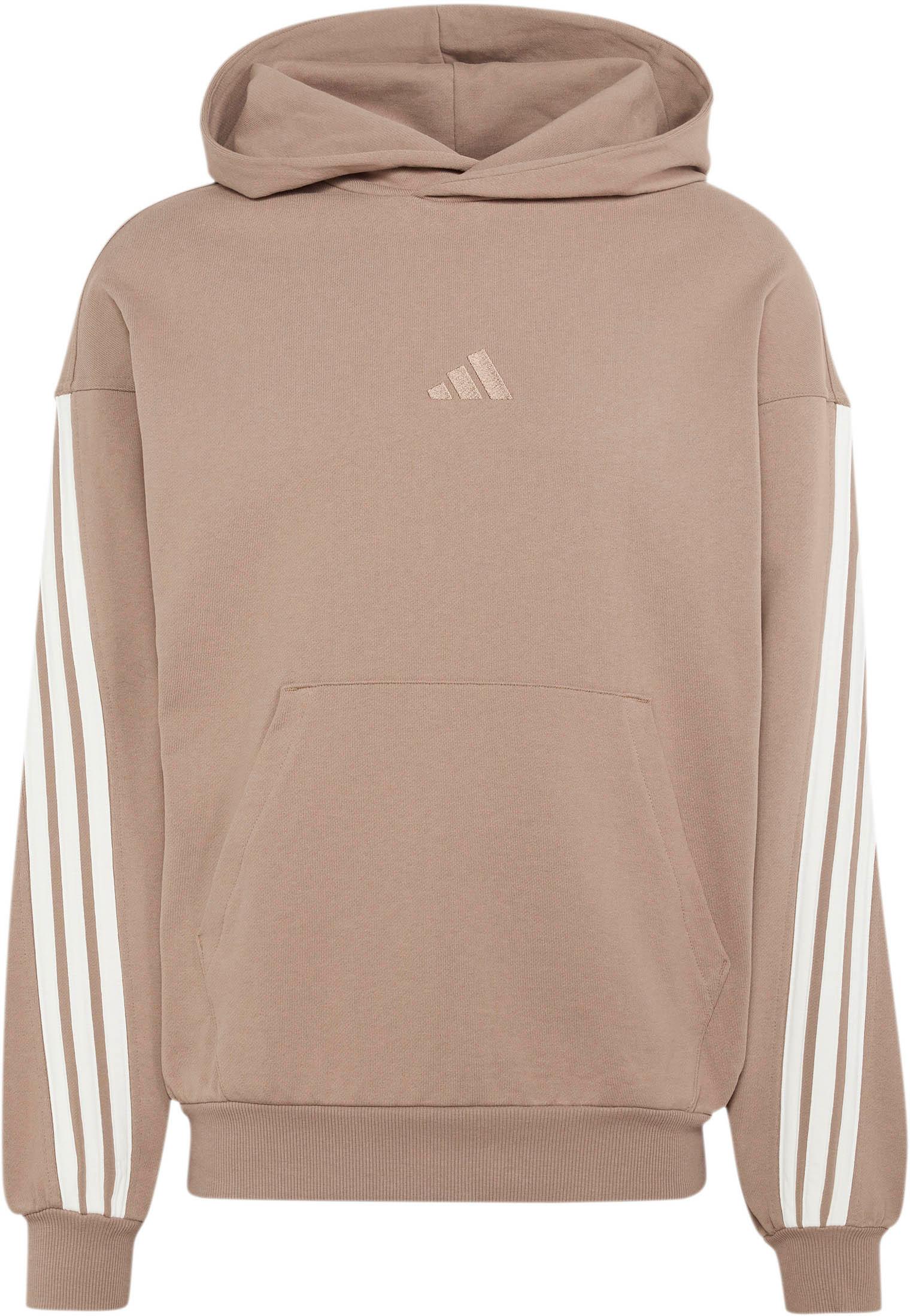 Adidas Hoodie Relaxed Fit 3-Stripes Baumwolle Oliv