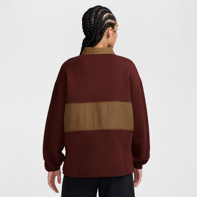 Nike Nike Studio Fleece Pololangarmshirt Damen - mystic dates-lt british tan-sail - 1 | SportScheck