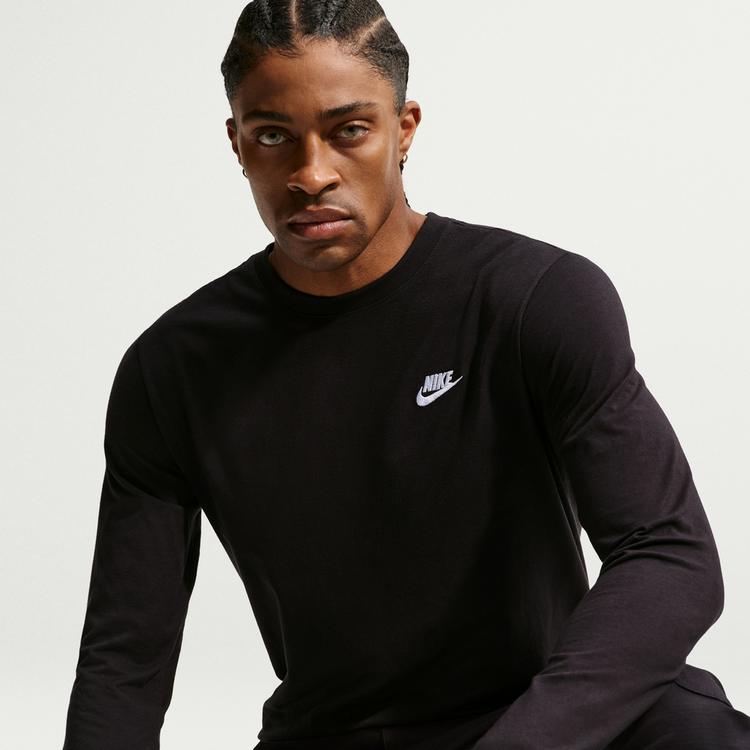 Nike Nike Club Langarmshirt Herren - black-white - 4 | SportScheck