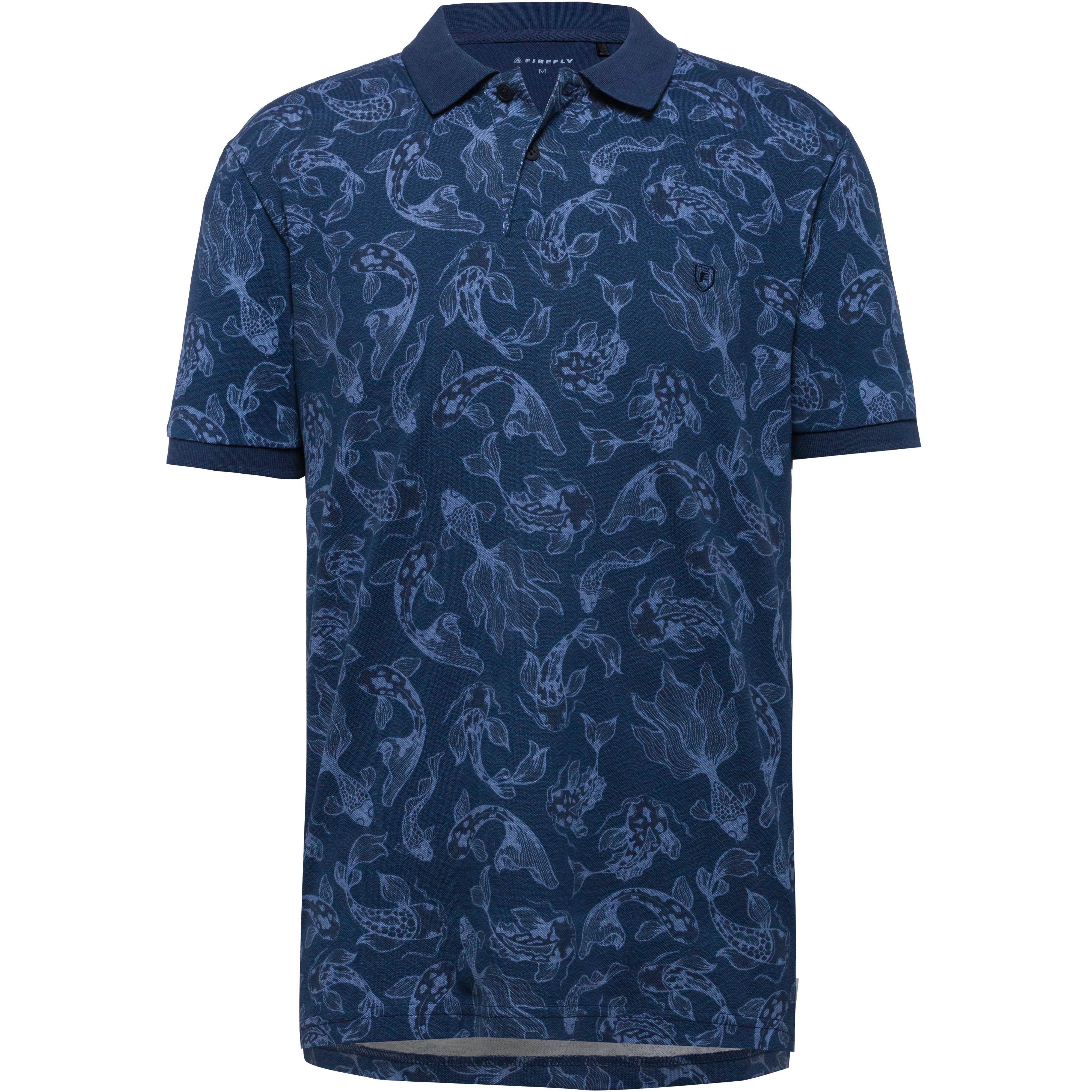 Firefly Poloshirt Allover Print Classic Collar Baumwolle Blau