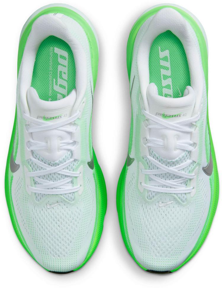 Nike Nike Pegasus 42 Laufschuhe Damen - white-metallic silver-green strike - 0 | SportScheck