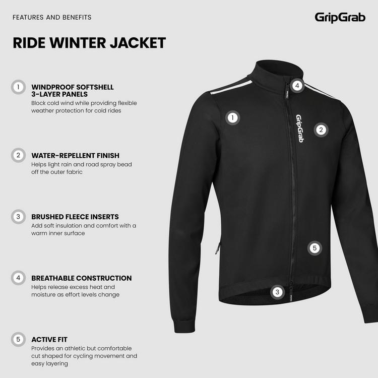 GripGrab GripGrab RIDE Winter Fahrradjacke Herren - black - 2 | SportScheck