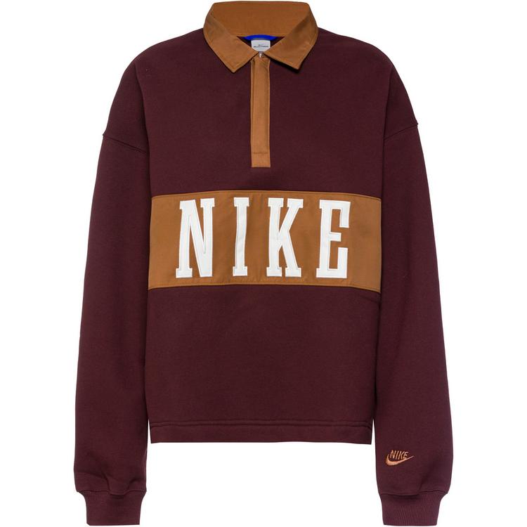 Nike Nike Studio Fleece Pololangarmshirt Damen - mystic dates-lt british tan-sail - 0 | SportScheck