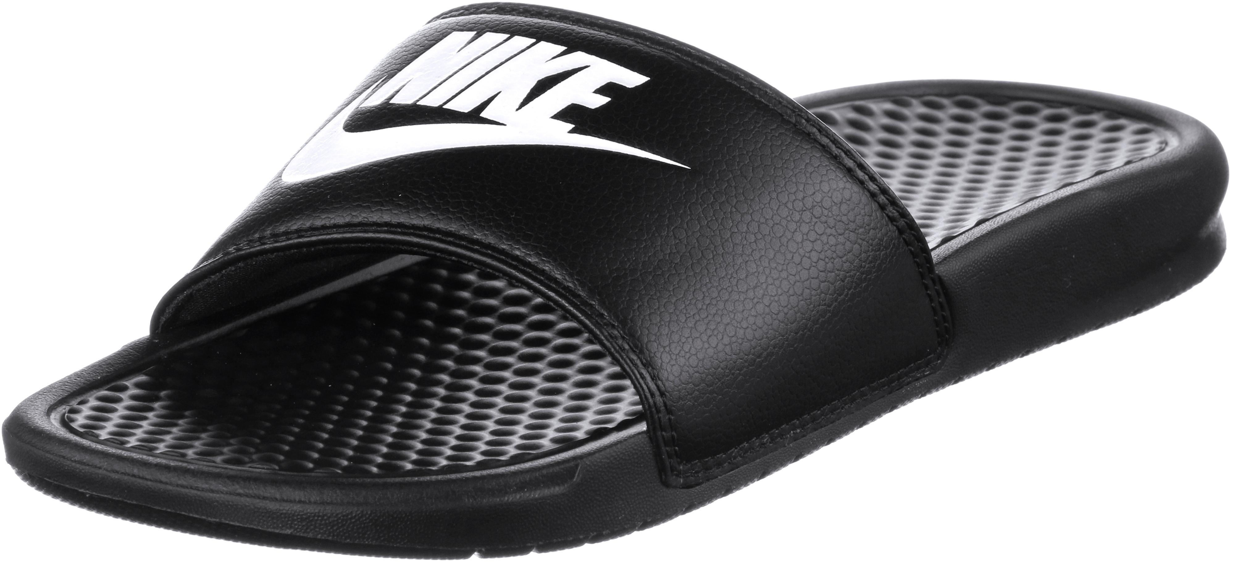 nike benassi slide black white