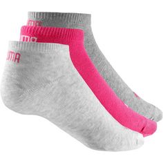 Rückansicht von PUMA INVISIBLE 3PACK Sneakersocken pink-weiß-grau