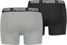 Rückansicht von PUMA Basic Boxershorts Herren dark grey melange-black