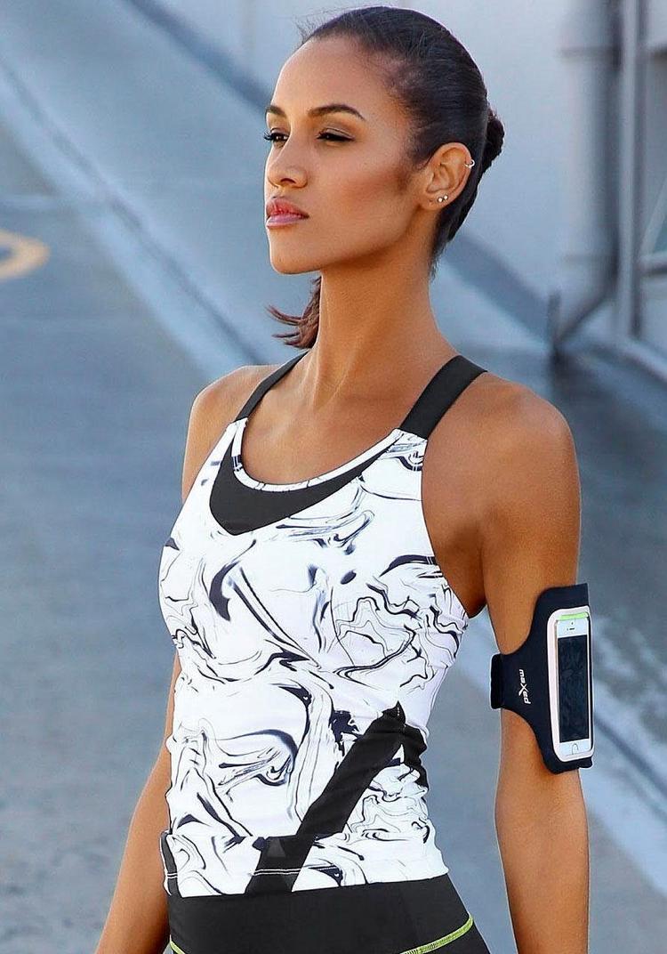 LASCANA Active LASCANA Active Funktionsshirt Funktionsshirt Damen - wei&szlig;-marmoriert-schwarz - 3 | SportScheck