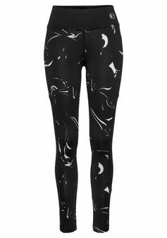 LASCANA Active Leggings Tights Damen schwarz-marmoriert-weiß