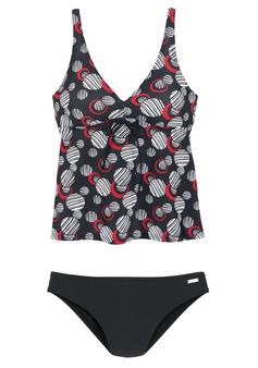 Lascana Bügel-Tankini Bikini Set Damen schwarz-bedruckt