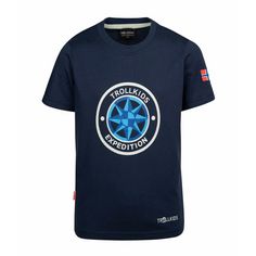 Trollkids Windrose T T-Shirt Kinder Marineblau/Wolkengrau