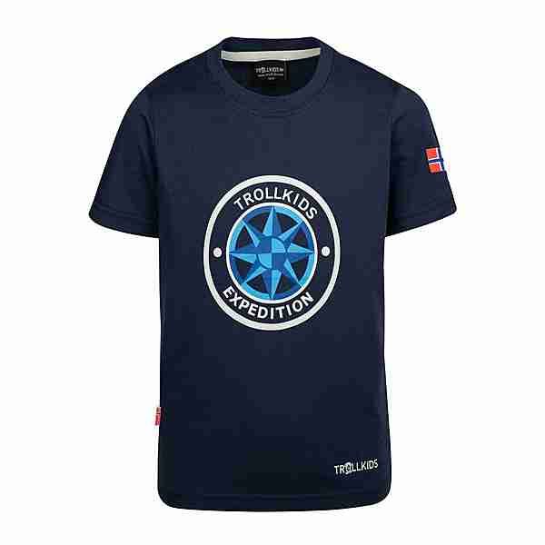 Trollkids Windrose T T-Shirt Kinder Marineblau/Wolkengrau