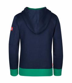 Rückansicht von Trollkids Sortland Hoodie Kinder Marineblau/Pfeffergrün