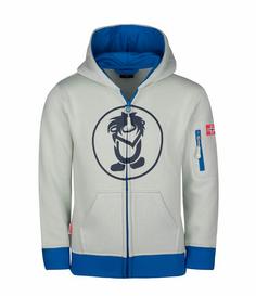 Trollkids Sortland Hoodie Kinder Wolkengrau/Leuchtendes Blau