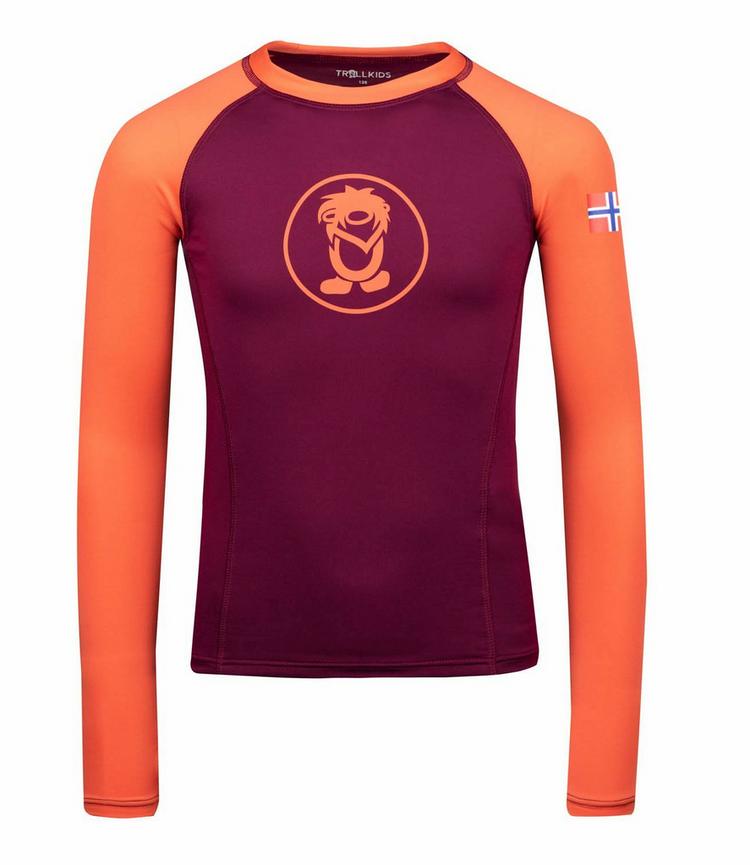 Trollkids Trollkids Kvalvika Longshirt Kinder - Maulbeere/Pfirsich - 0 | SportScheck