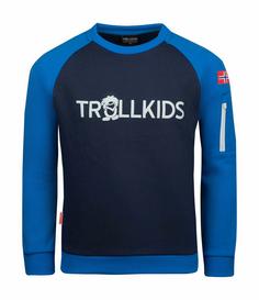 Trollkids Sandefjord Funktionssweatshirt Kinder Leuchtendes Blau/Marineblau
