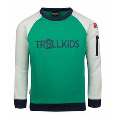 Trollkids Sandefjord Funktionssweatshirt Kinder Pfeffergrün/Wolkengrau
