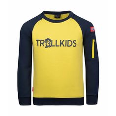 Trollkids Sandefjord Funktionssweatshirt Kinder Trübes Gelb/Marineblau
