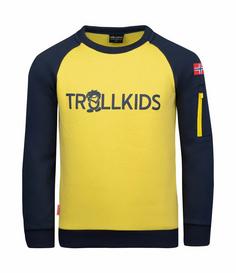 Trollkids Sandefjord Funktionssweatshirt Kinder Trübes Gelb/Marineblau