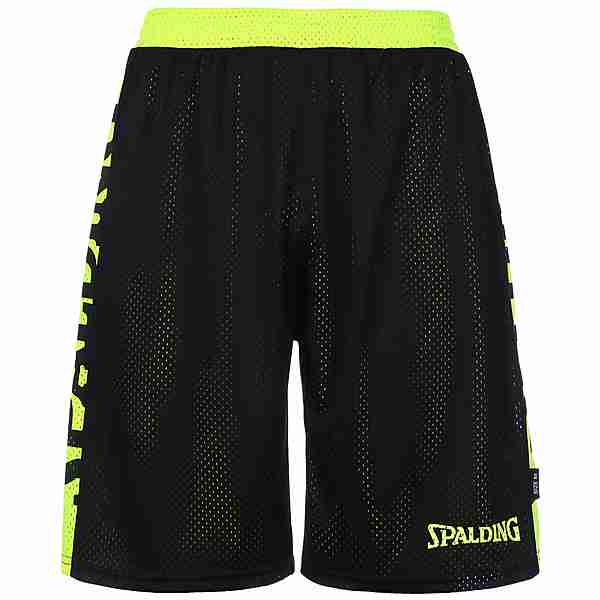 Spalding Essential Reversible Basketball-Shorts schwarz / neongelb