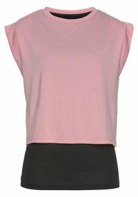 LASCANA Active 2-in-1-Shirt 2-in-1 Shirt Damen - rosa-schwarz