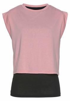 LASCANA Active 2-in-1-Shirt 2-in-1 Shirt Damen rosa-schwarz