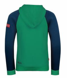 Rückansicht von Trollkids Stavanger Hoodie Kinder Pfeffergrün/Marineblau