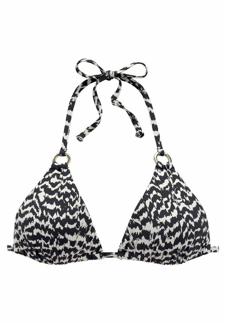 Lascana Lascana Triangel-Bikini-Top Bikini Oberteil Damen - schwarz-creme - 0 | SportScheck