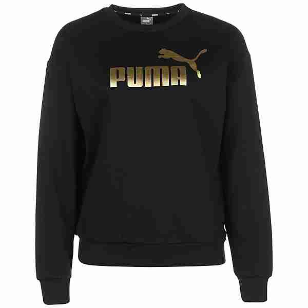 PUMA Essentials+ Metallic Logo Crew Sweatshirt Damen schwarz / gold