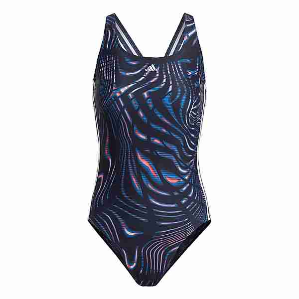 adidas Souleaf Graphic 3-Streifen Badeanzug Badeanzug Damen Blau