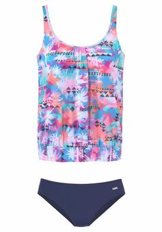 VENICE BEACH Tankini Bikini Set Damen pink-blau-bedruckt