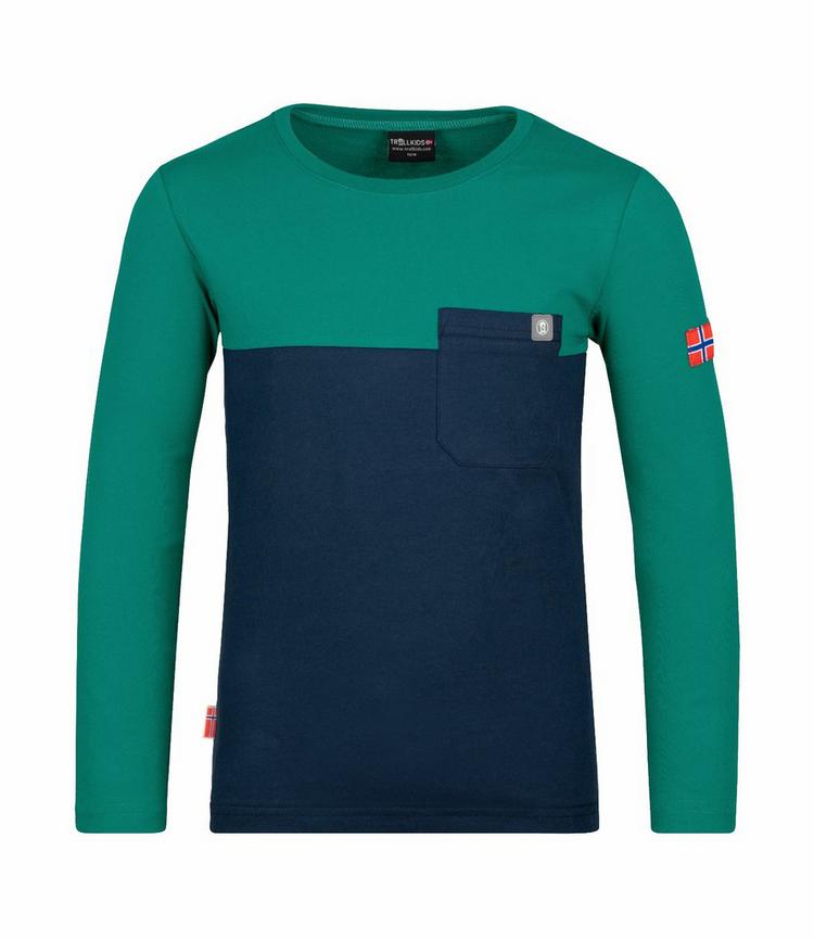 Trollkids Trollkids Bergen Longshirt Kinder - Marineblau/Pfeffergr&uuml;n - 0 | SportScheck