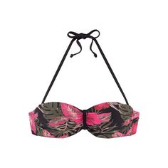 Lascana Bügel-Bandeau-Bikini-Top Bikini Oberteil Damen schwarz-pink-bedruckt