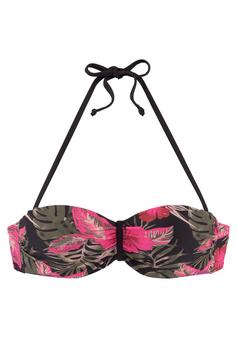 Lascana Bügel-Bandeau-Bikini-Top Bikini Oberteil Damen schwarz-pink-bedruckt
