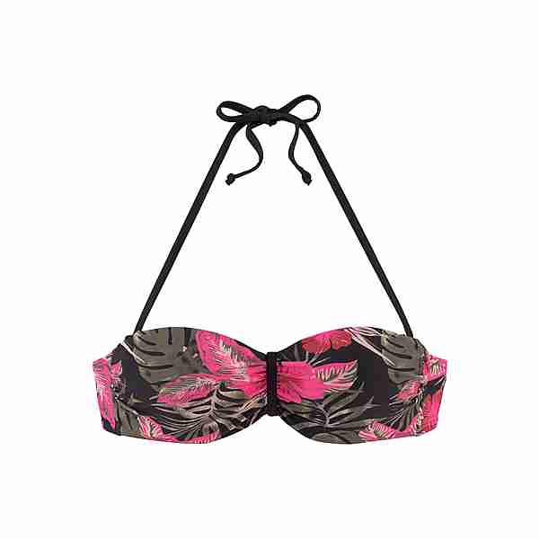 Lascana Bikini Oberteil Damen schwarz-pink-bedruckt