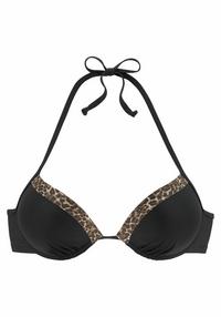 Lascana Push-Up-Bikini-Top Bikini Oberteil Damen - schwarz-leo