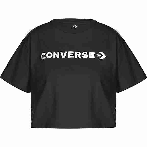 CONVERSE Puff Logo Cropped T-Shirt Damen schwarz