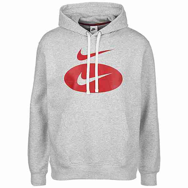 Nike Swoosh Logo Hoodie Herren grau / rot