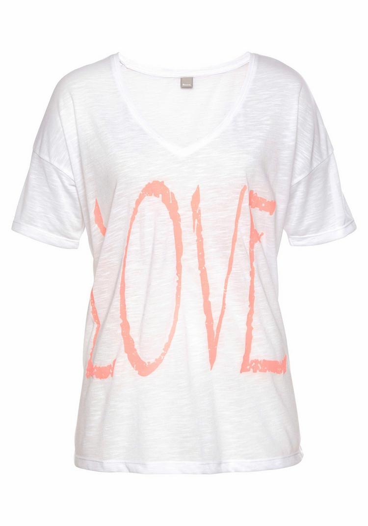 Vivance Vivance V-Shirt V-Shirt Damen - wei&szlig;-neonorange - 2 | SportScheck