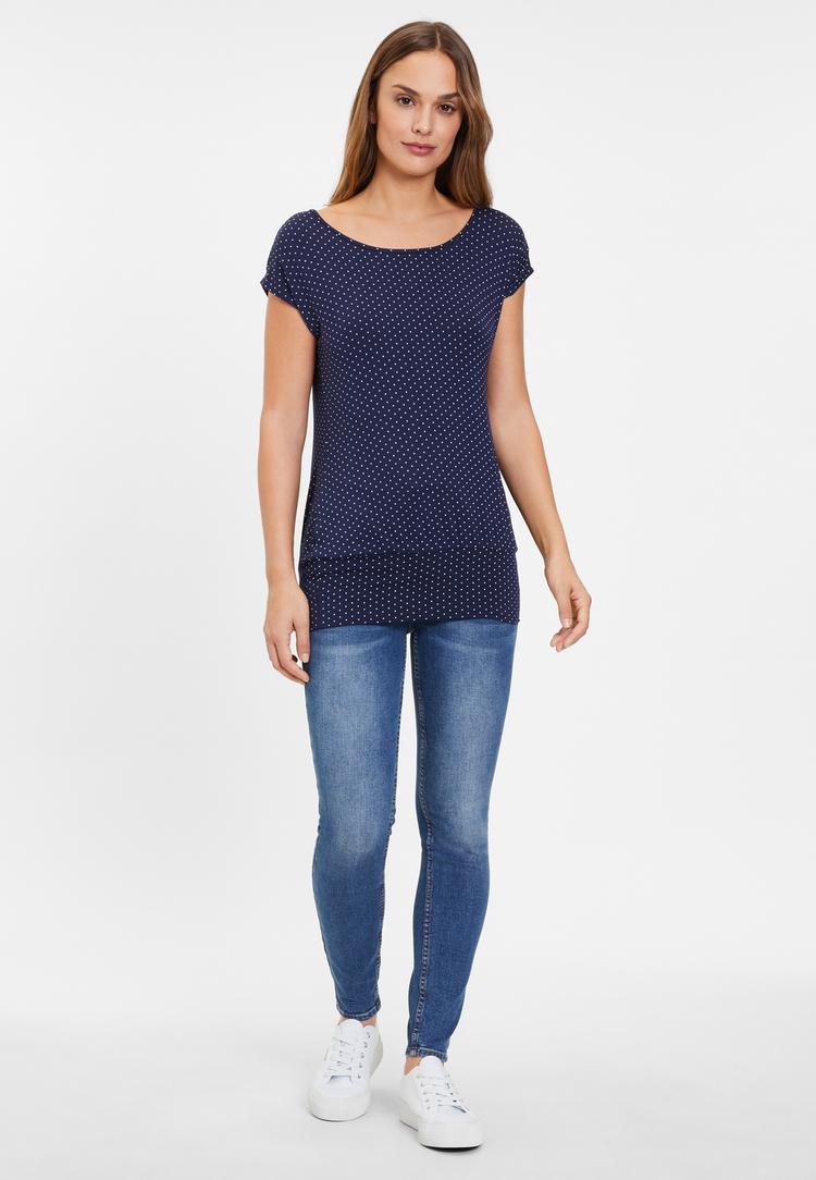 Lascana Lascana Longshirt Longshirt Damen - marine-gepunktet - 0 | SportScheck