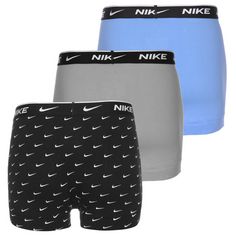 Rückansicht von Nike EVERYDAY COTTON STRETCH Boxershorts Herren swoosh print-cool grey-university blue