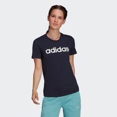 Rückansicht von adidas LOUNGEWEAR Essentials Slim Logo T-Shirt Damen legend ink-white