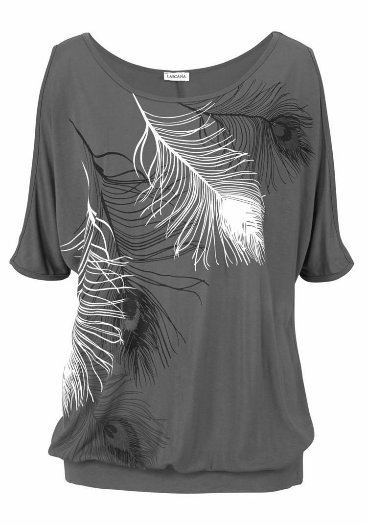 Lascana Lascana Strandshirt T-Shirt Damen - grau-bedruckt - 0 | SportScheck